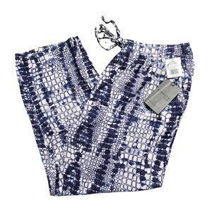 NWT | Royalty for Me | Blue & White Croc Dye Wide Leg Beach Pants | XL